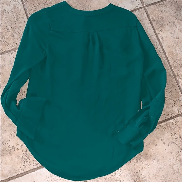 JCREW Green Half Button-Up Top Size 2 - Picture 4 of 4